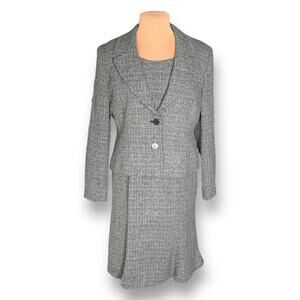 Vintage JG Hook Suit Set Sleeveless Trumpet Hem Dress Structured Blazer Petite